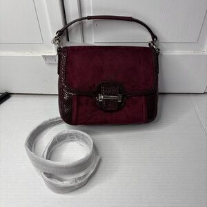 NwT Coach Taylor Bordeaux Suede Flap Crossbody Bag